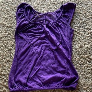 Purple T- shirt, partial lace in the back